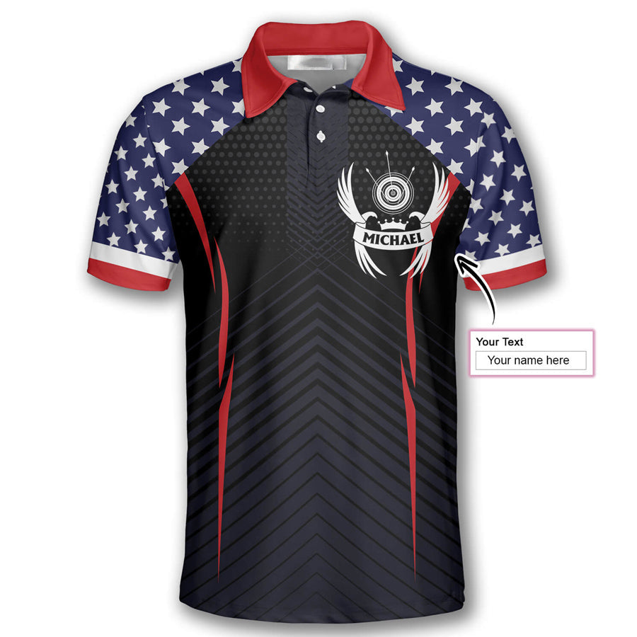 Archery Eagles American Flag Custom Archery Shirts for Men, Custom Archery Shirts for Team, Men's Archery Polo Shirts