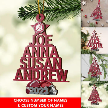 Alabama Crimson Tide 3 Layered Piece Wooden Ornament Custom Names And Choose Number Of Names, Sport Team And Christmas Tree Ornament, Sport Gifts ETRG-51938
