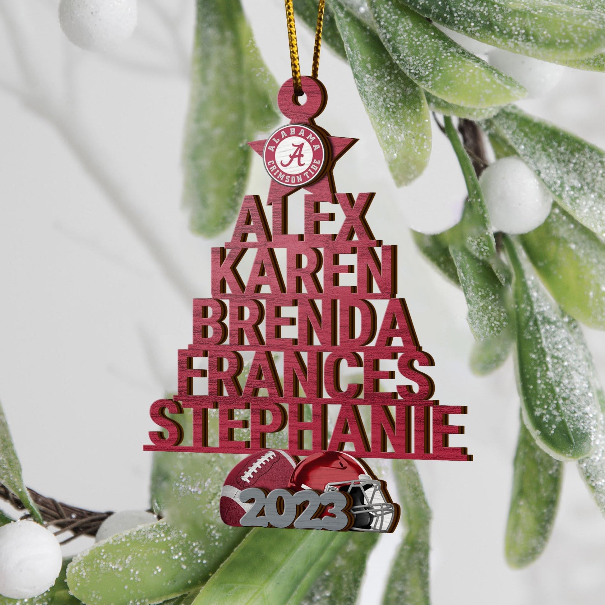 Alabama Crimson Tide 3 Layered Piece Wooden Ornament Custom Names And Choose Number Of Names, Sport Team And Christmas Tree Ornament, Sport Gifts ETRG-51938