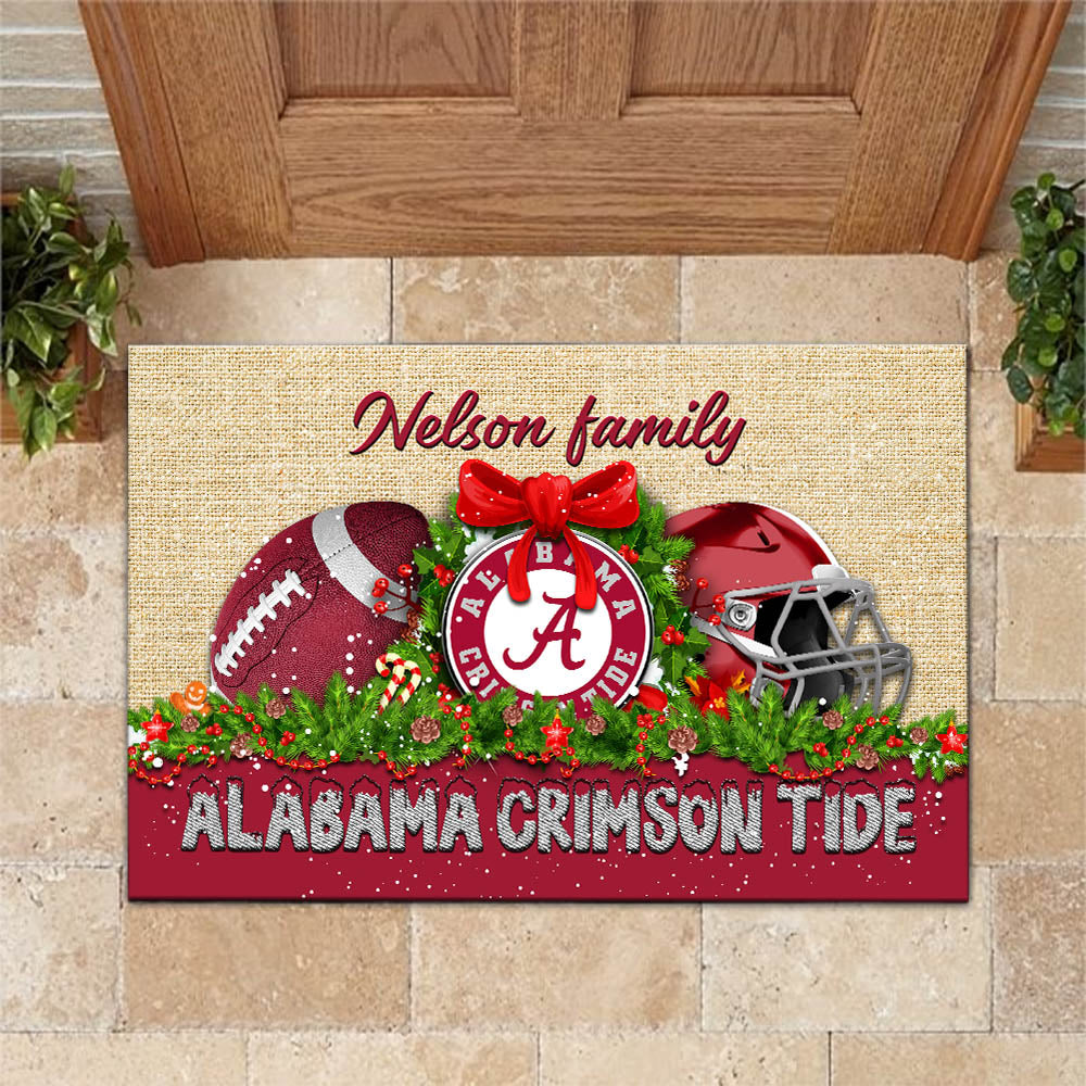 Alabama Crimson Tide Doormat Personalized Your Name, Sport Team Doormat, Christmas Gifts For Football Fan, Home Decor ETHY-52726