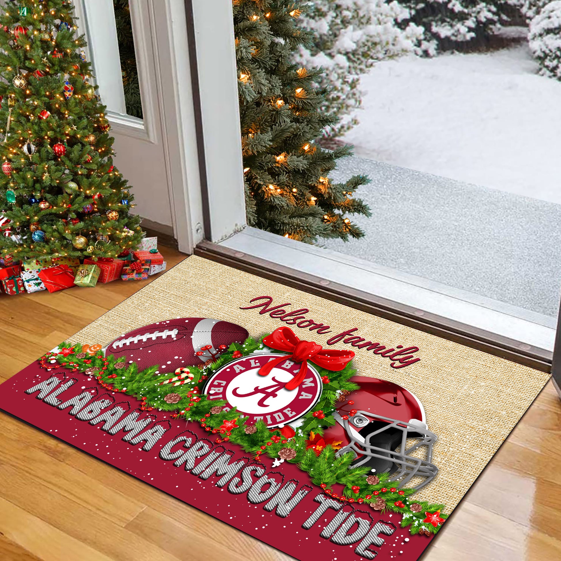 Alabama Crimson Tide Doormat Personalized Your Name, Sport Team Doormat, Christmas Gifts For Football Fan, Home Decor ETHY-52726