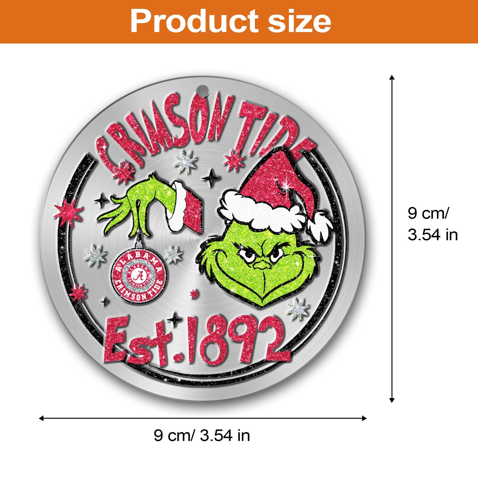 Alabama Crimson Tide Grinch Circle Aluminium Ornament 2 Side Trending New Arrivals H52900 ETUG311023