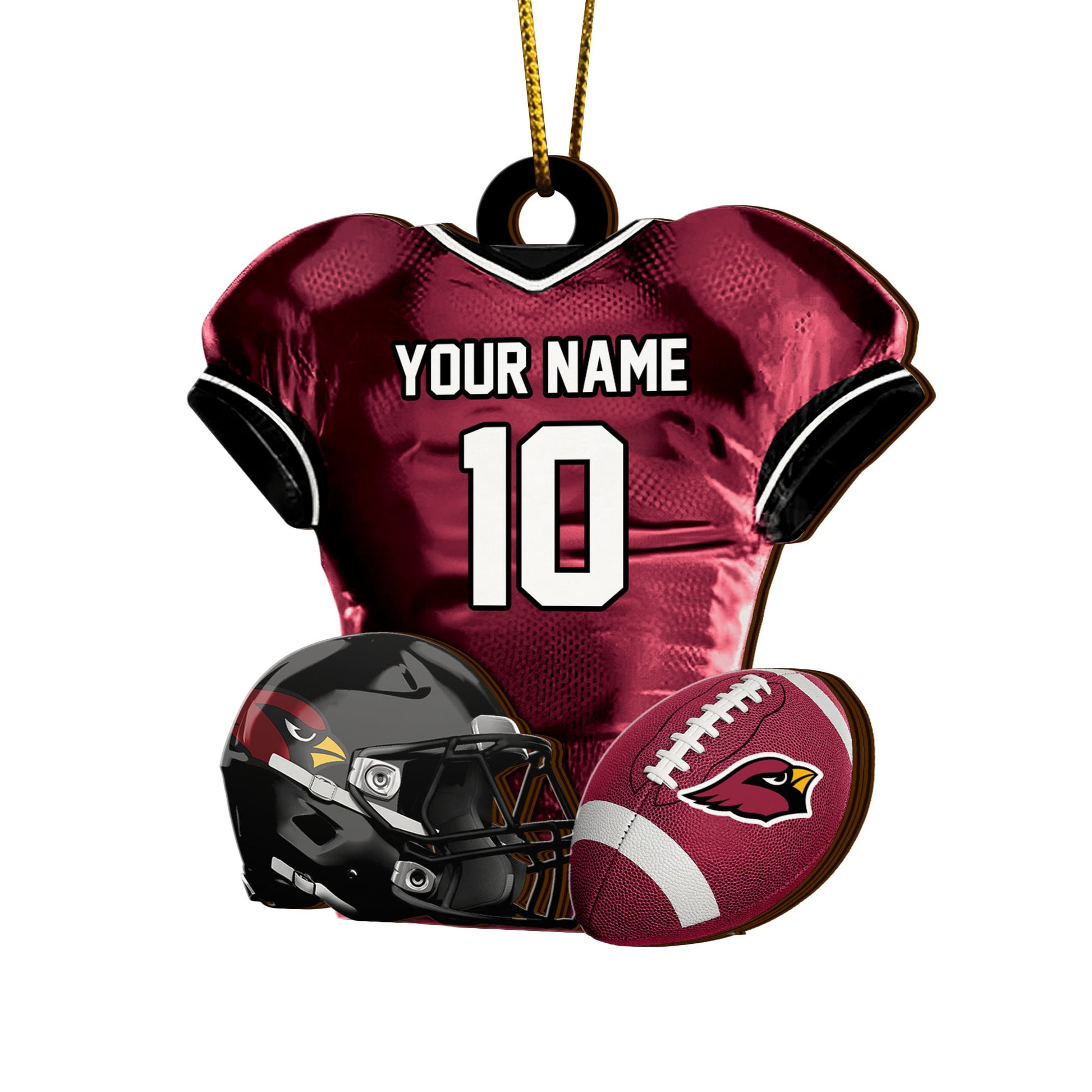 Arizona Cardinals 2 Layered Piece Wooden Ornament Custom Name And Number, Sport Team Ornament, Sport Gifts ETRG-52175