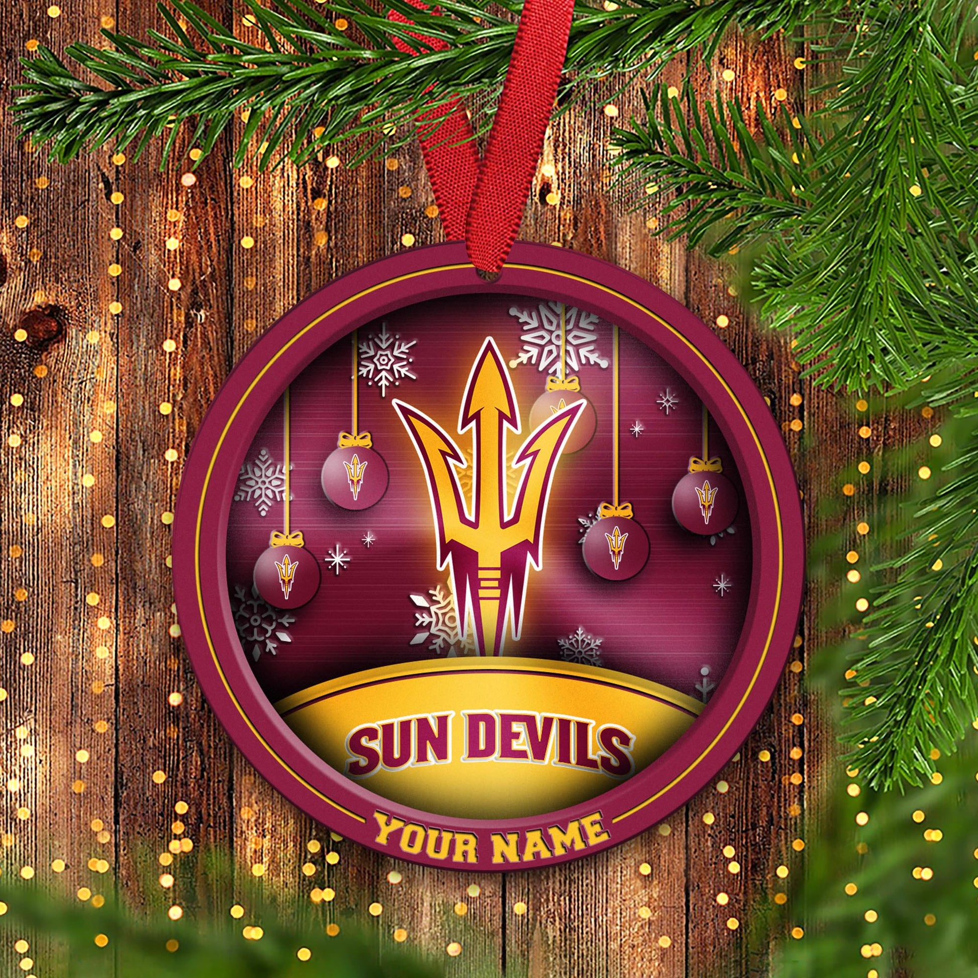 Arizona State Sun Devils Circle Aluminium Custom Ornament 2 Side Trending New Arrivals H52912 ETUG311023