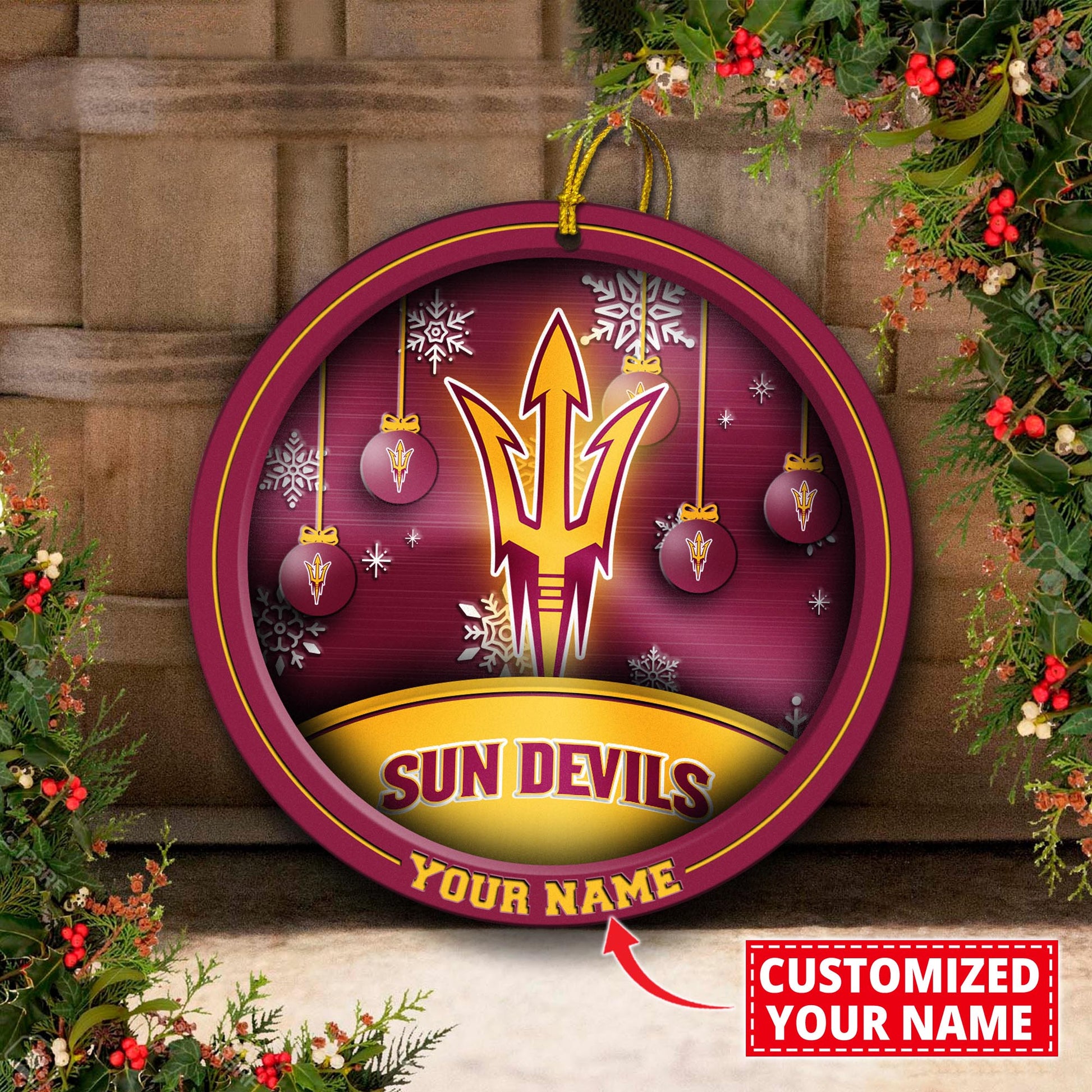 Arizona State Sun Devils Circle Aluminium Custom Ornament 2 Side Trending New Arrivals H52912 ETUG311023