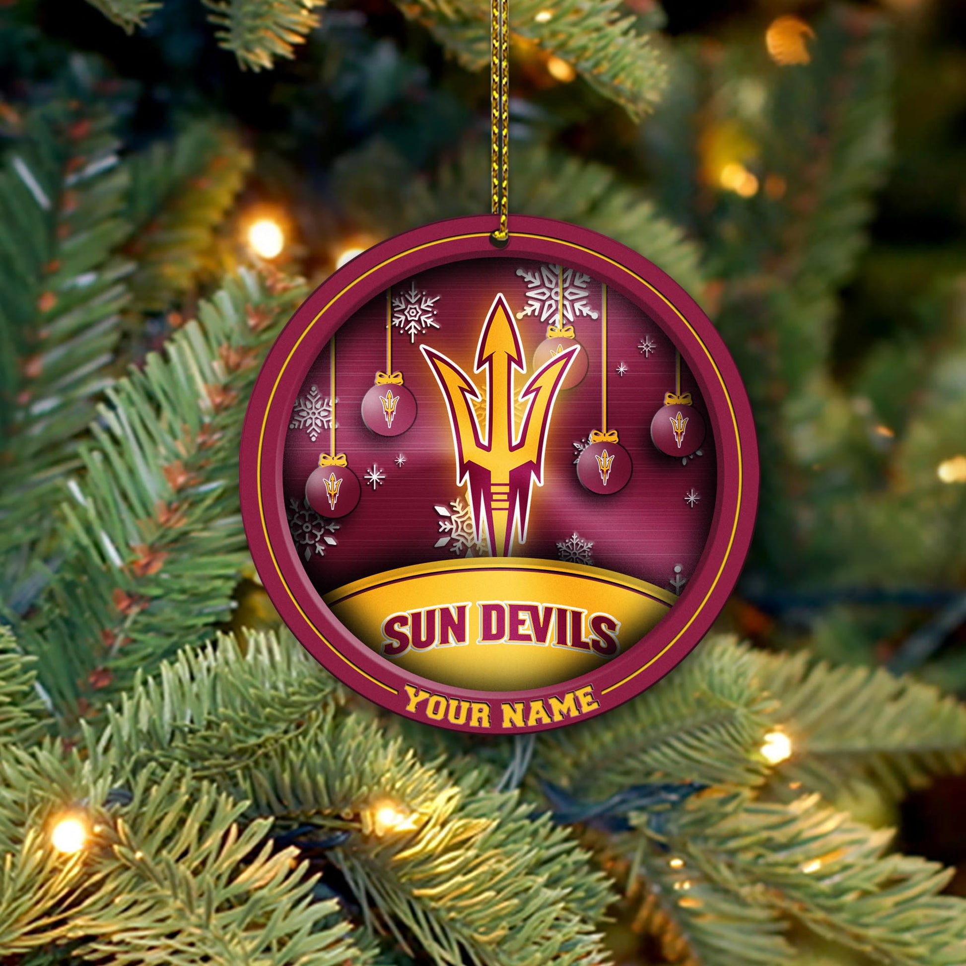 Arizona State Sun Devils Circle Aluminium Custom Ornament 2 Side Trending New Arrivals H52912 ETUG311023