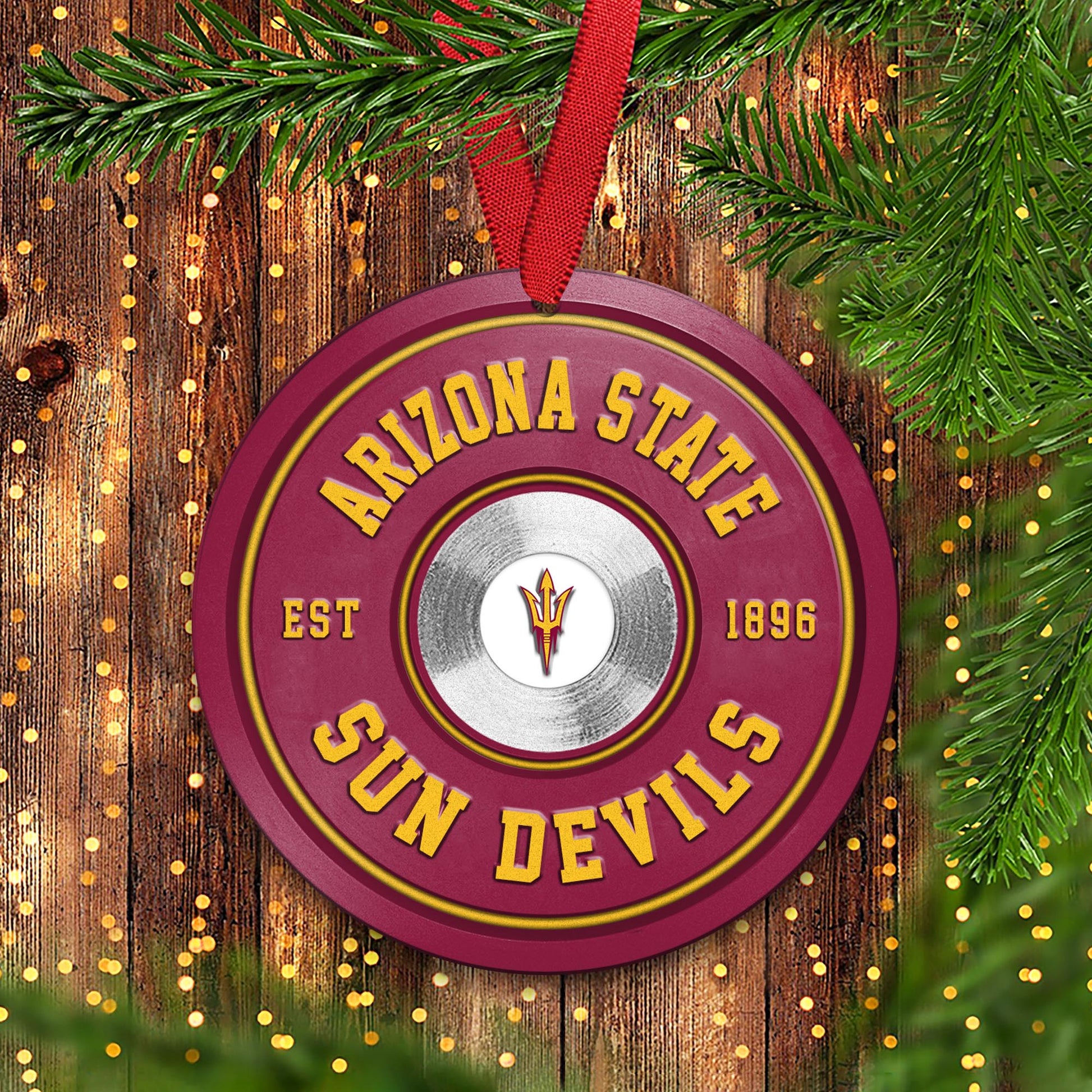 Arizona State Sun Devils Fitness Circle Aluminium Ornament 2 Side Trending New Arrivals H52883 ETUG311023
