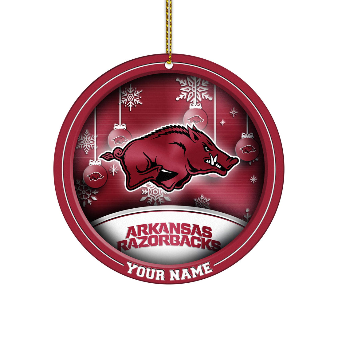 Arkansas Razorbacks Circle Aluminium Custom Ornament 2 Side Trending New Arrivals H52912 ETUG311023