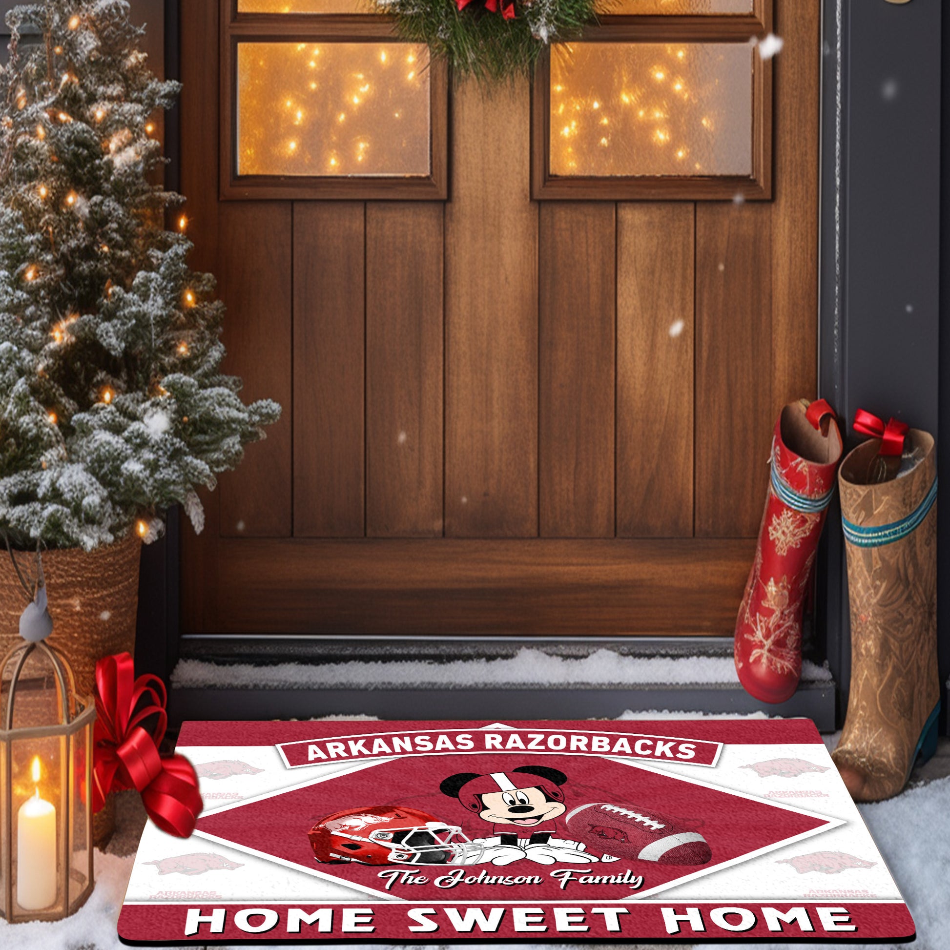 Arkansas Razorbacks Doormat Custom Your Family Name, Sport Team And MK Doormat, FootBall Fan Gifts EHIVM-52722