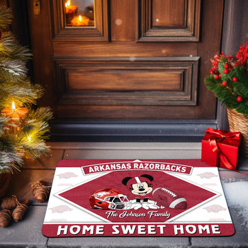 Arkansas Razorbacks Doormat Custom Your Family Name, Sport Team And MK Doormat, FootBall Fan Gifts EHIVM-52722