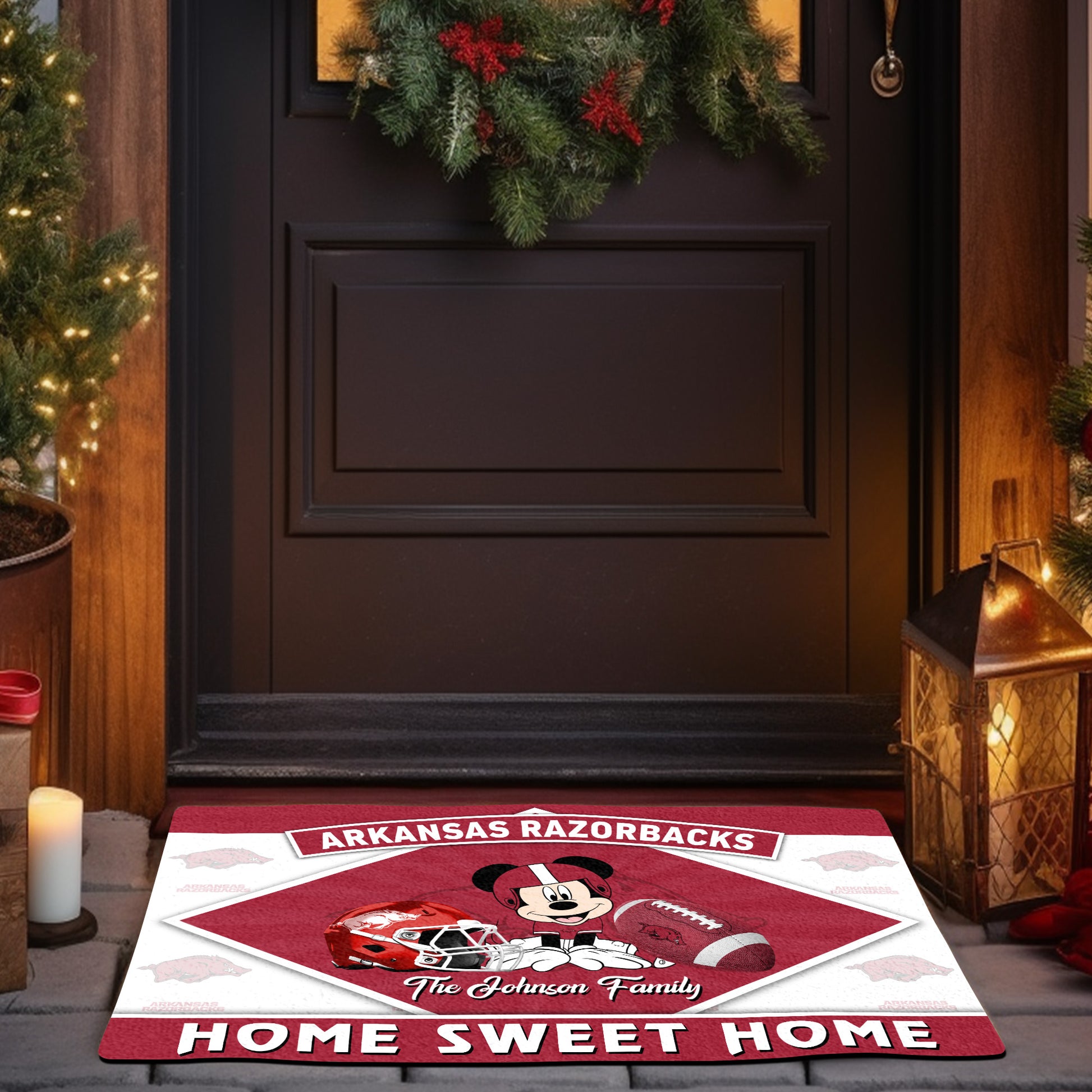 Arkansas Razorbacks Doormat Custom Your Family Name, Sport Team And MK Doormat, FootBall Fan Gifts EHIVM-52722
