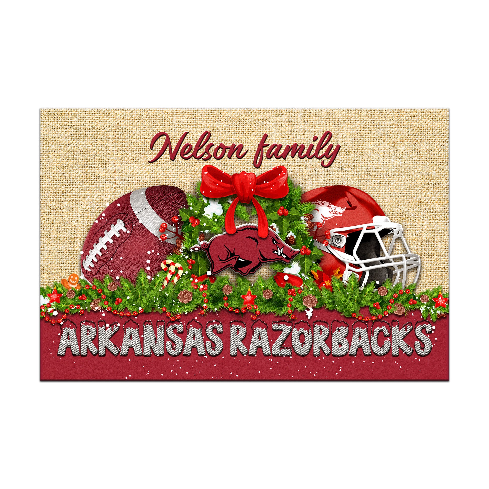 Arkansas Razorbacks Doormat Personalized Your Name, Sport Team Doormat, Christmas Gifts For Football Fan, Home Decor ETHY-52726