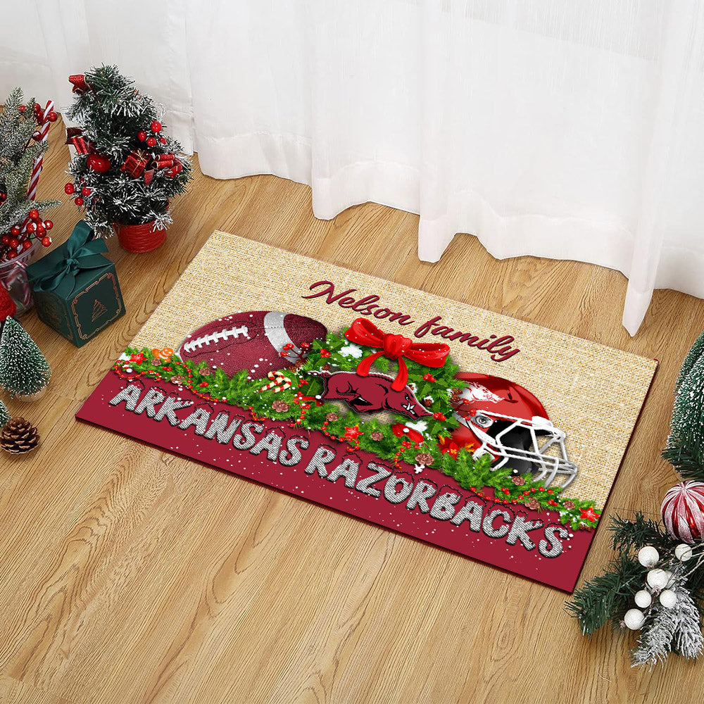 Arkansas Razorbacks Doormat Personalized Your Name, Sport Team Doormat, Christmas Gifts For Football Fan, Home Decor ETHY-52726