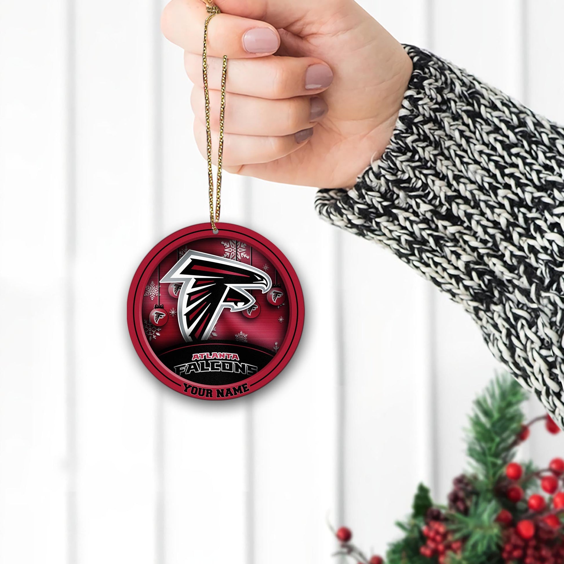 Atlanta Falcons Circle Aluminium Custom Ornament 2 Side Trending New Arrivals H52912 ETUG311023