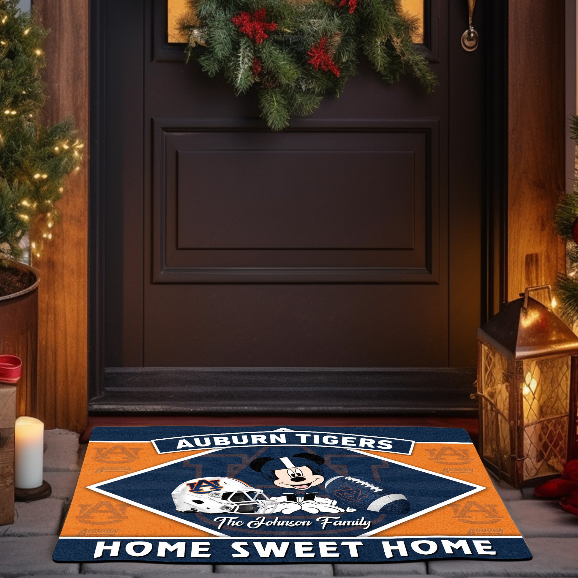 Auburn Tigers Doormat Custom Your Family Name, Sport Team And MK Doormat, FootBall Fan Gifts EHIVM-52722