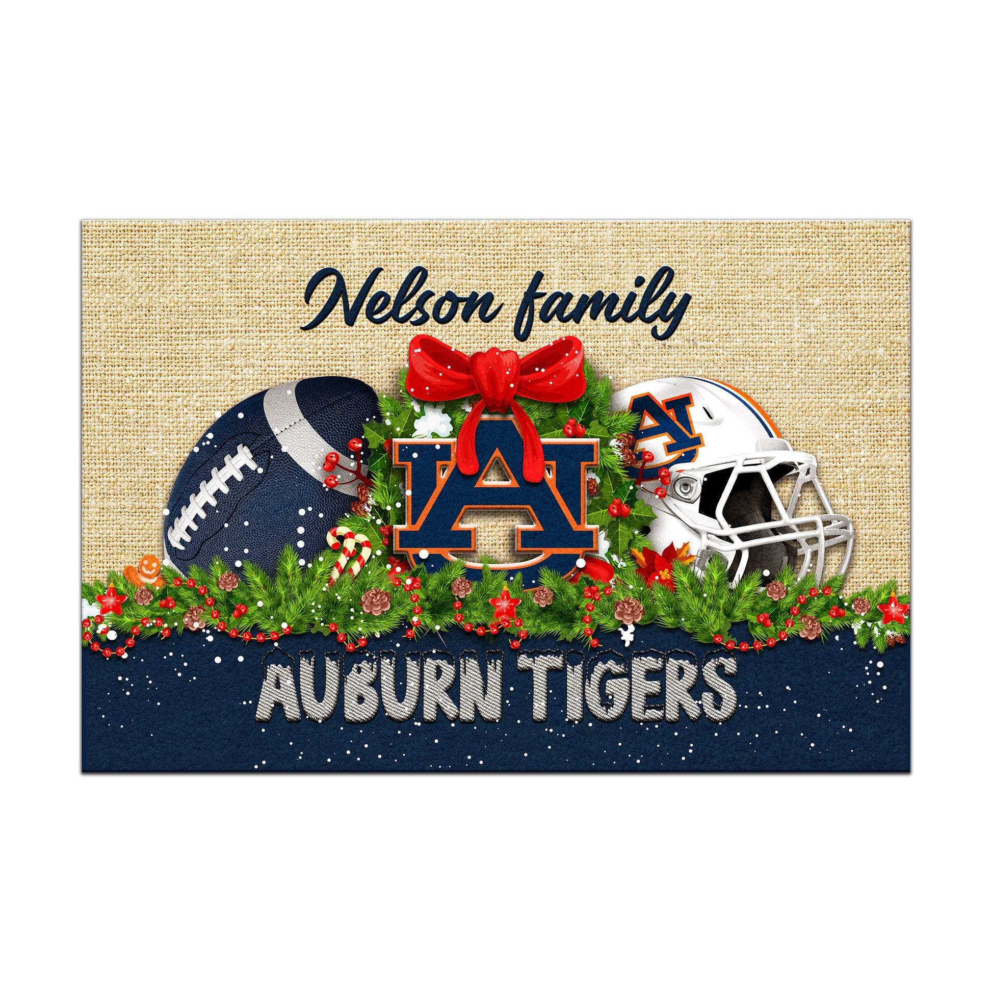 Auburn Tigers Doormat Personalized Your Name, Sport Team Doormat, Christmas Gifts For Football Fan, Home Decor ETHY-52726