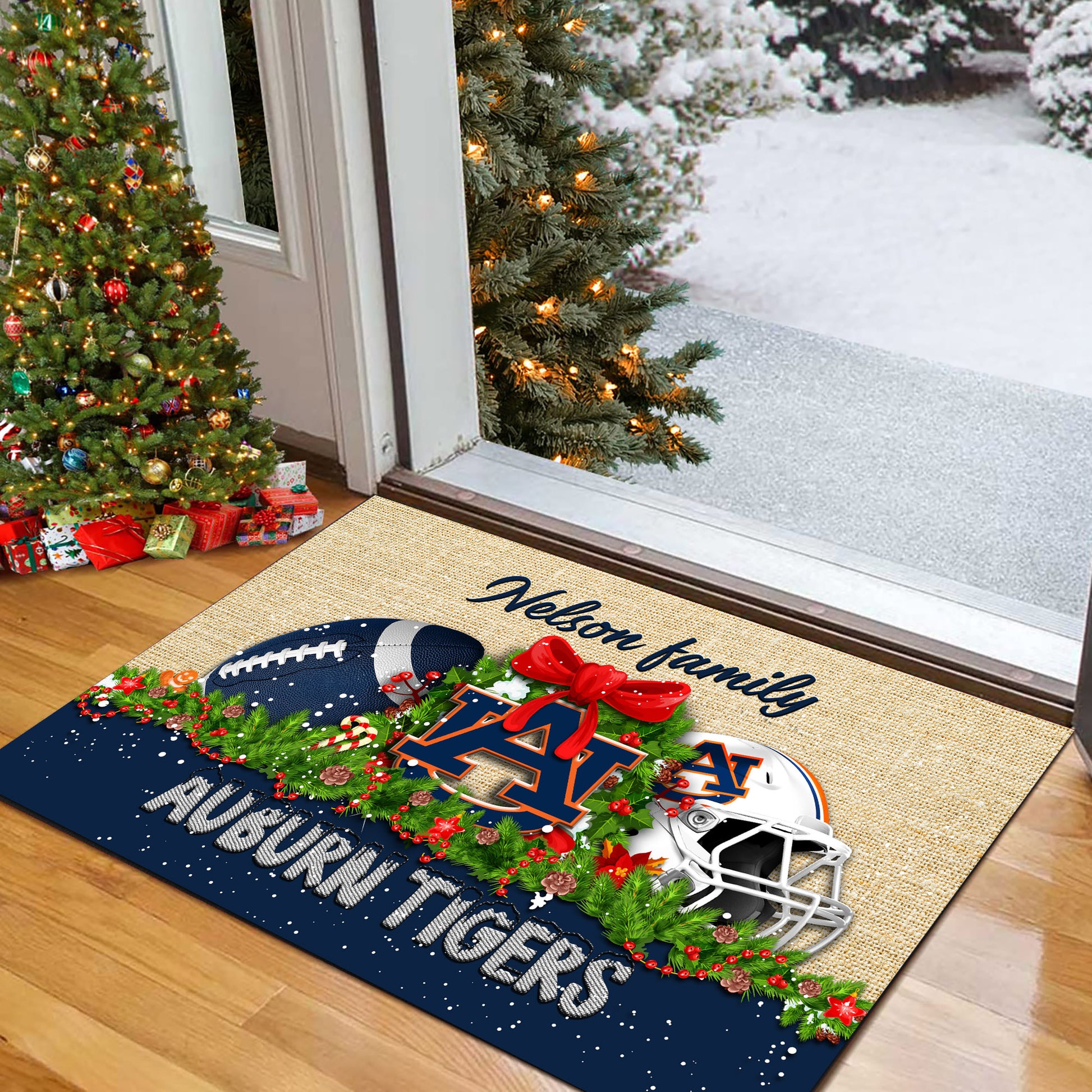 Auburn Tigers Doormat Personalized Your Name, Sport Team Doormat, Christmas Gifts For Football Fan, Home Decor ETHY-52726