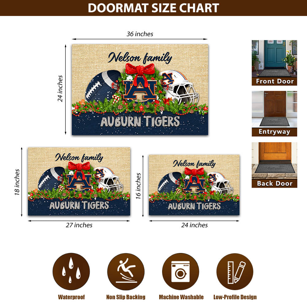 Auburn Tigers Doormat Personalized Your Name, Sport Team Doormat, Christmas Gifts For Football Fan, Home Decor ETHY-52726