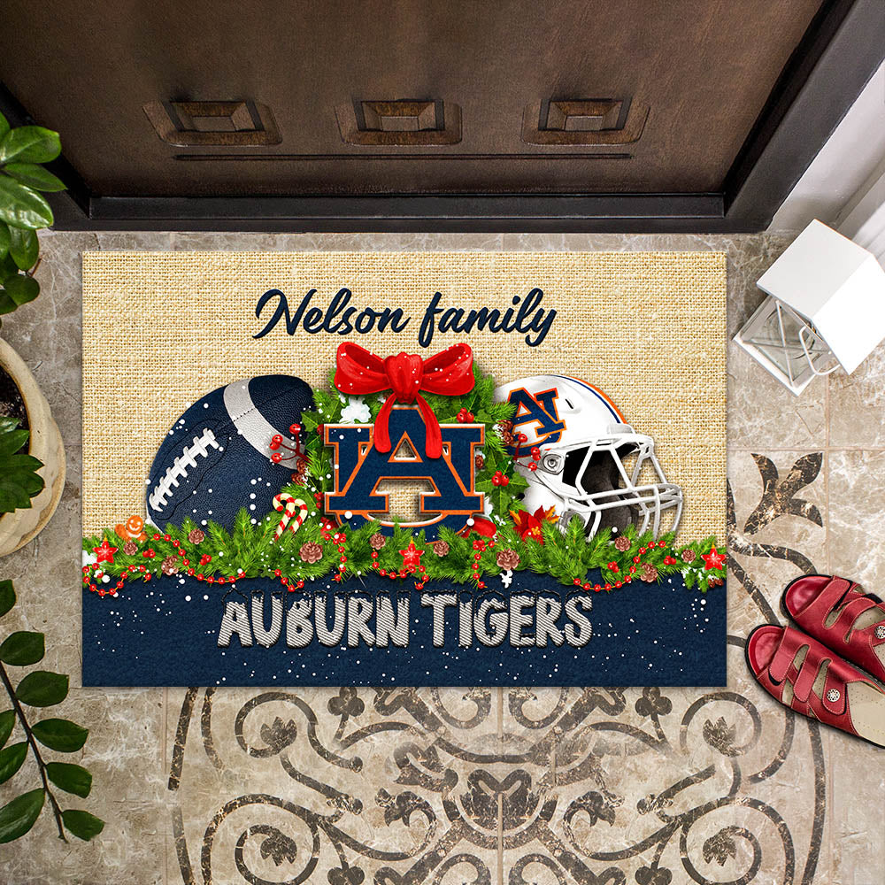 Auburn Tigers Doormat Personalized Your Name, Sport Team Doormat, Christmas Gifts For Football Fan, Home Decor ETHY-52726