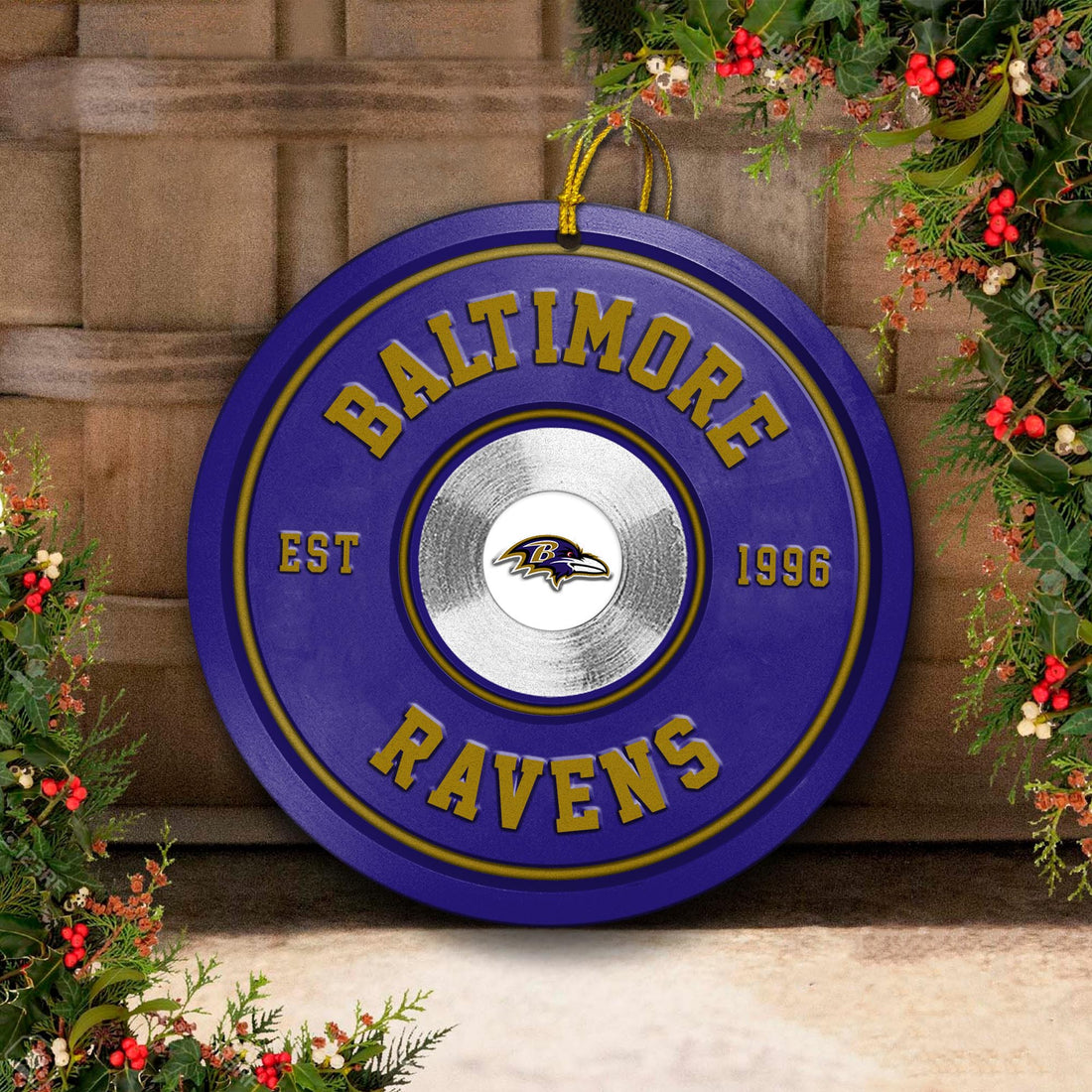 Baltimore Ravens Fitness Circle Aluminium Ornament 2 Side Trending New Arrivals H52883 ETUG311023
