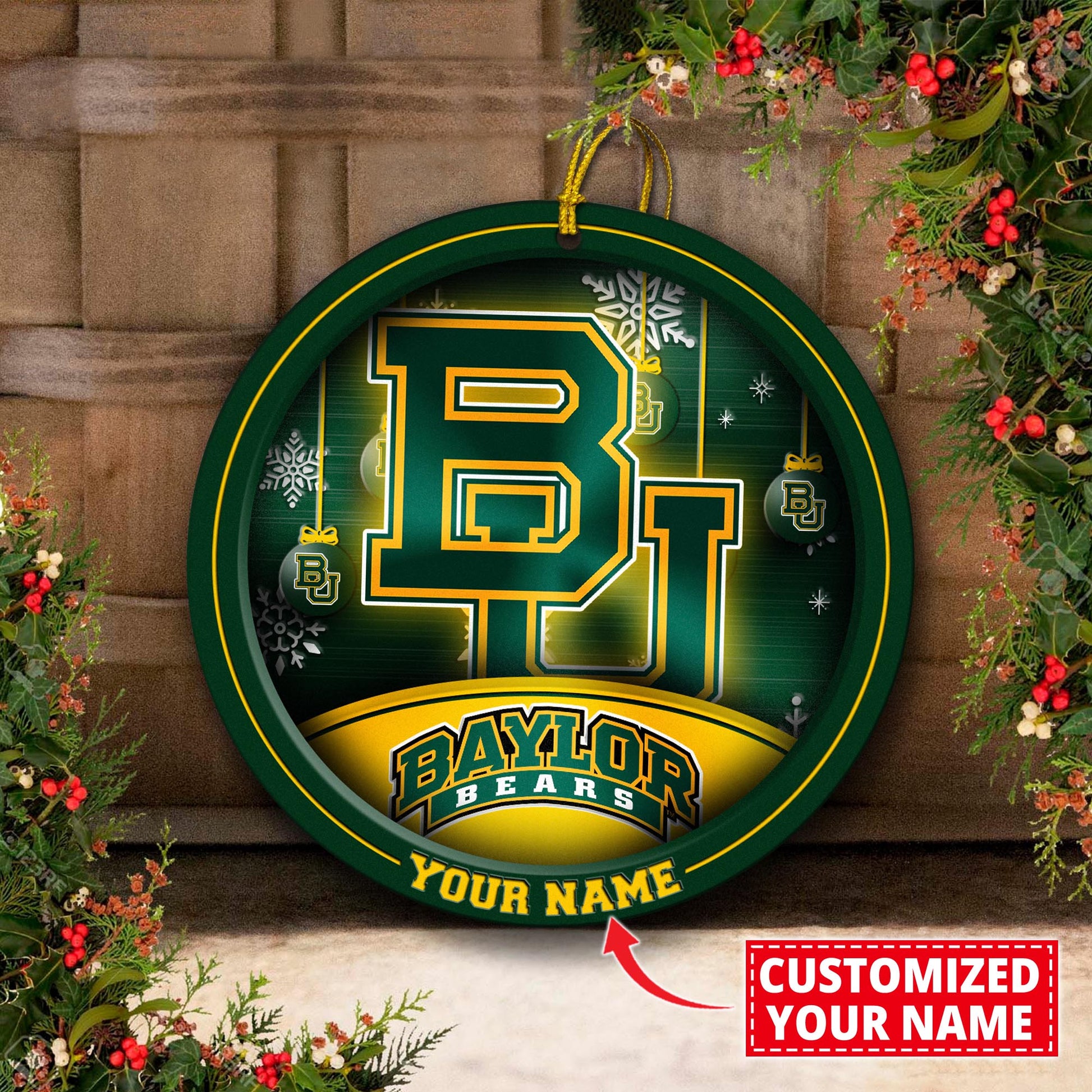 Baylor Bears Circle Aluminium Custom Ornament 2 Side Trending New Arrivals H52912 ETUG311023