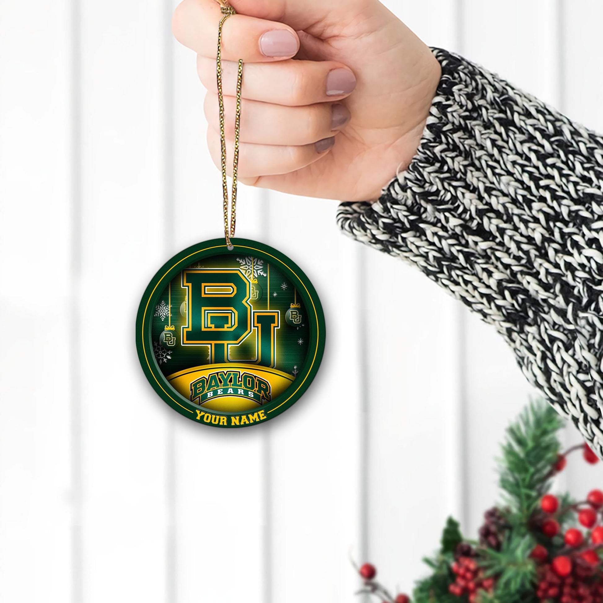Baylor Bears Circle Aluminium Custom Ornament 2 Side Trending New Arrivals H52912 ETUG311023