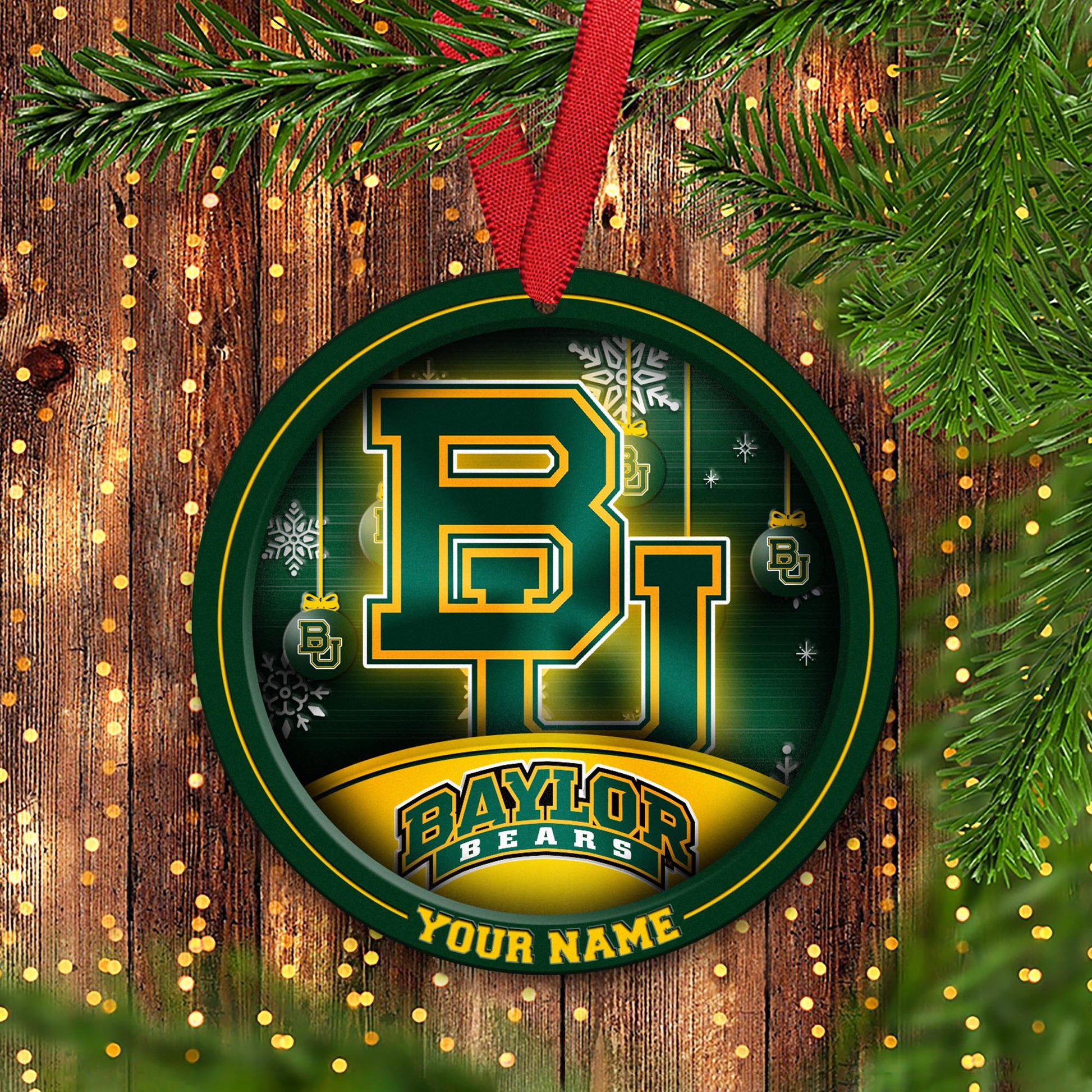 Baylor Bears Circle Aluminium Custom Ornament 2 Side Trending New Arrivals H52912 ETUG311023