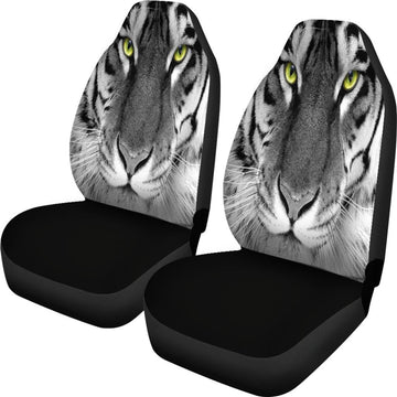 Black And White Tiger Face Universal Fit Car Seat Covers