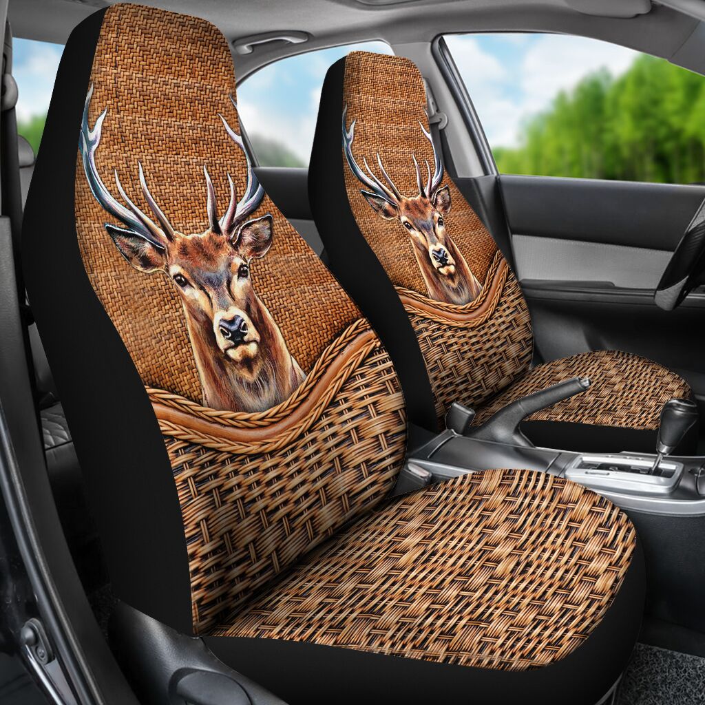 Hunting Rattan Teaxture Car Seat cover, Deer Front Car Seat cover