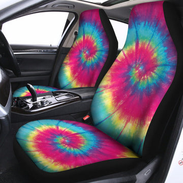 Blue Pink And Yellow Tie Dye Print Universal Fit Car Seat Covers