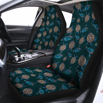 Blue Sea Turtle Pattern Print Universal Fit Car Seat Covers