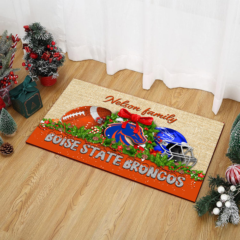 Boise State Broncos Doormat Personalized Your Name, Sport Team Doormat, Christmas Gifts For Football Fan, Home Decor ETHY-52726