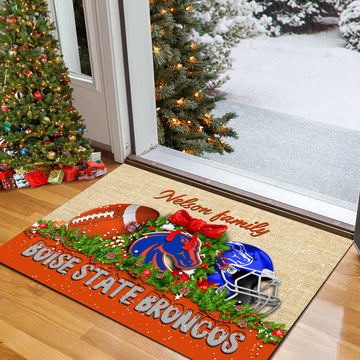 Boise State Broncos Doormat Personalized Your Name, Sport Team Doormat, Christmas Gifts For Football Fan, Home Decor ETHY-52726