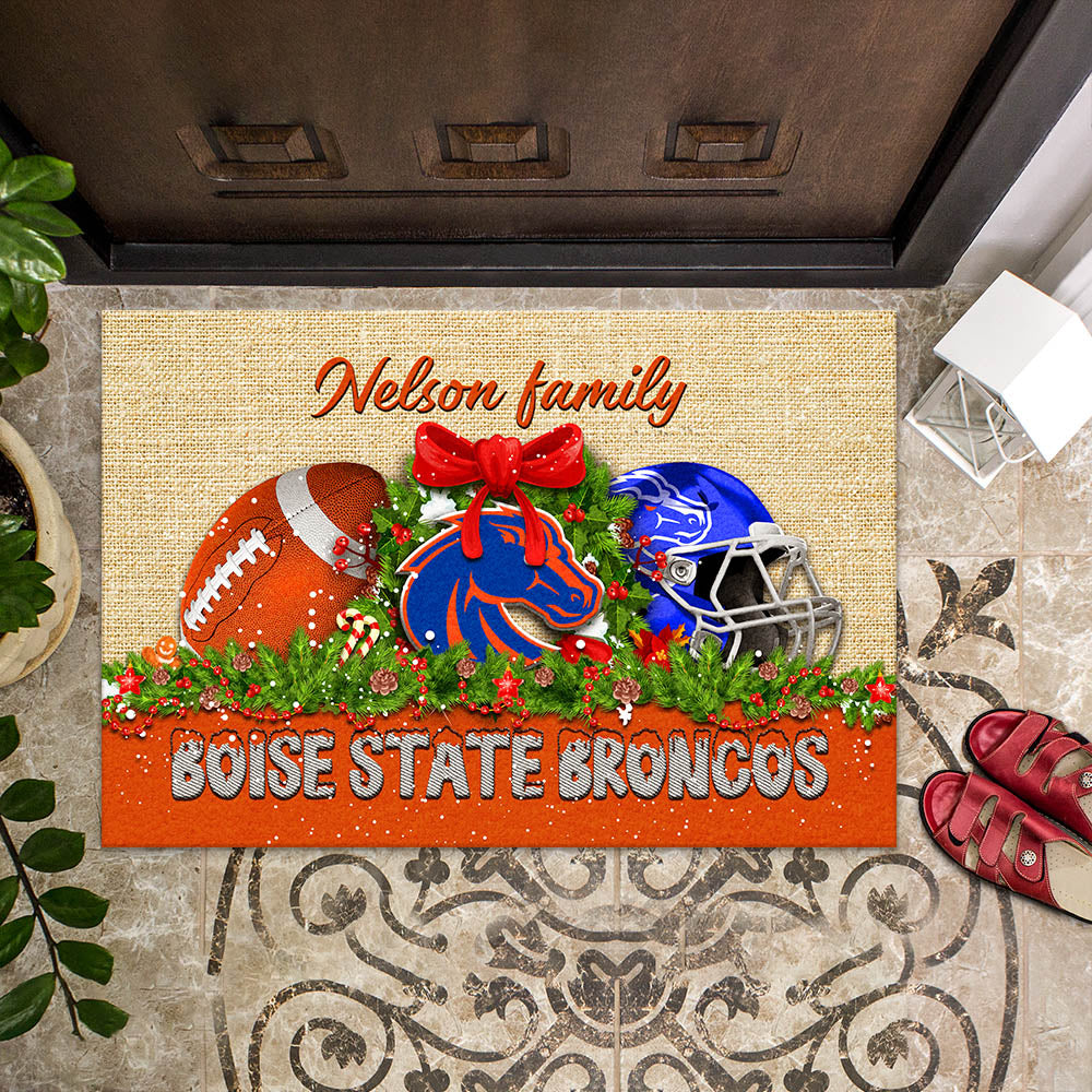 Boise State Broncos Doormat Personalized Your Name, Sport Team Doormat, Christmas Gifts For Football Fan, Home Decor ETHY-52726