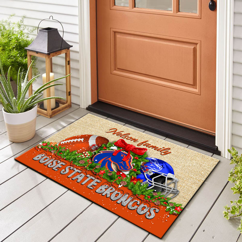 Boise State Broncos Doormat Personalized Your Name, Sport Team Doormat, Christmas Gifts For Football Fan, Home Decor ETHY-52726
