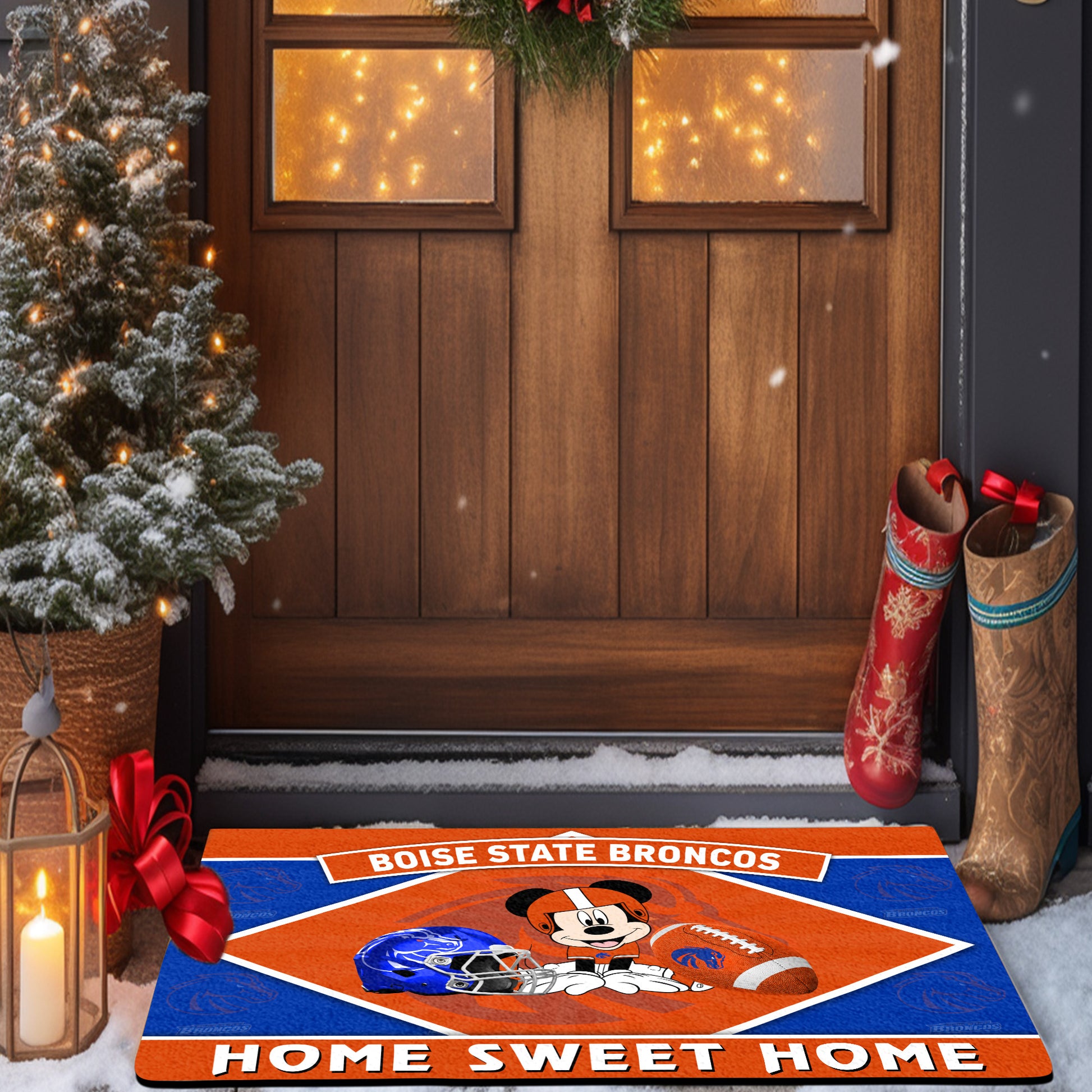 Boise State Broncos Doormat, Sport Team And MK Doormat, FootBall Fan Gifts