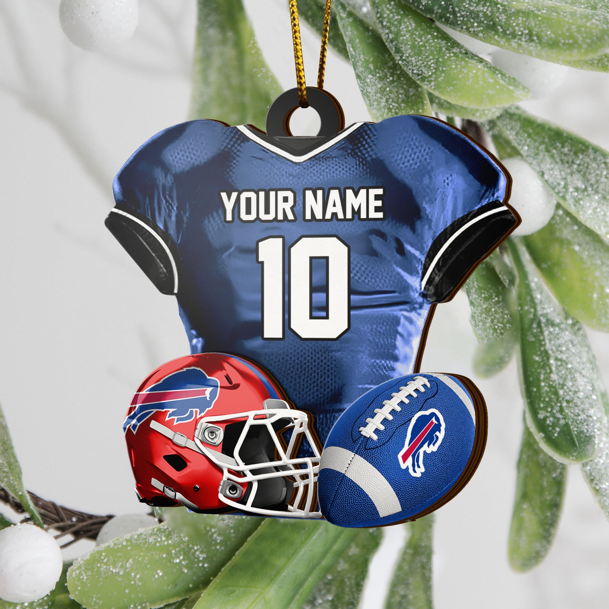 Buffalo Bills 2 Layered Piece Wooden Ornament Custom Name And Number, Sport Team Ornament, Sport Gifts ETRG-52175