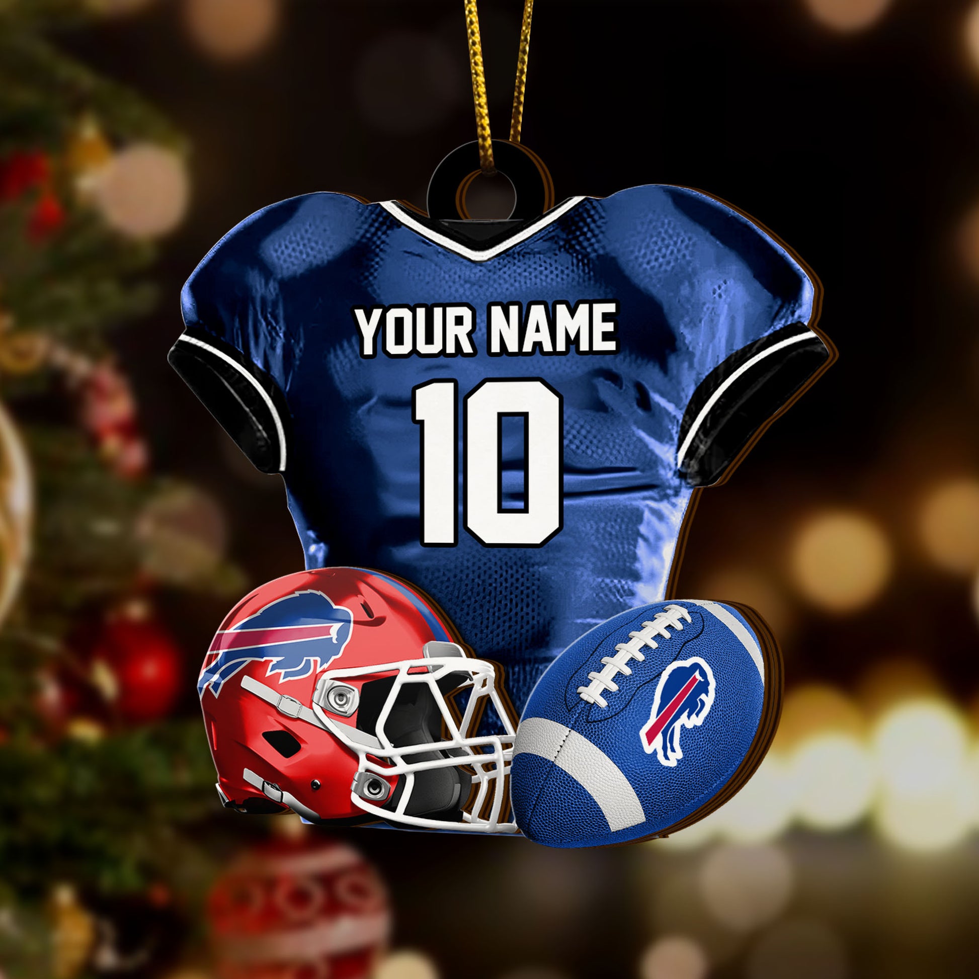 Buffalo Bills 2 Layered Piece Wooden Ornament Custom Name And Number, Sport Team Ornament, Sport Gifts ETRG-52175