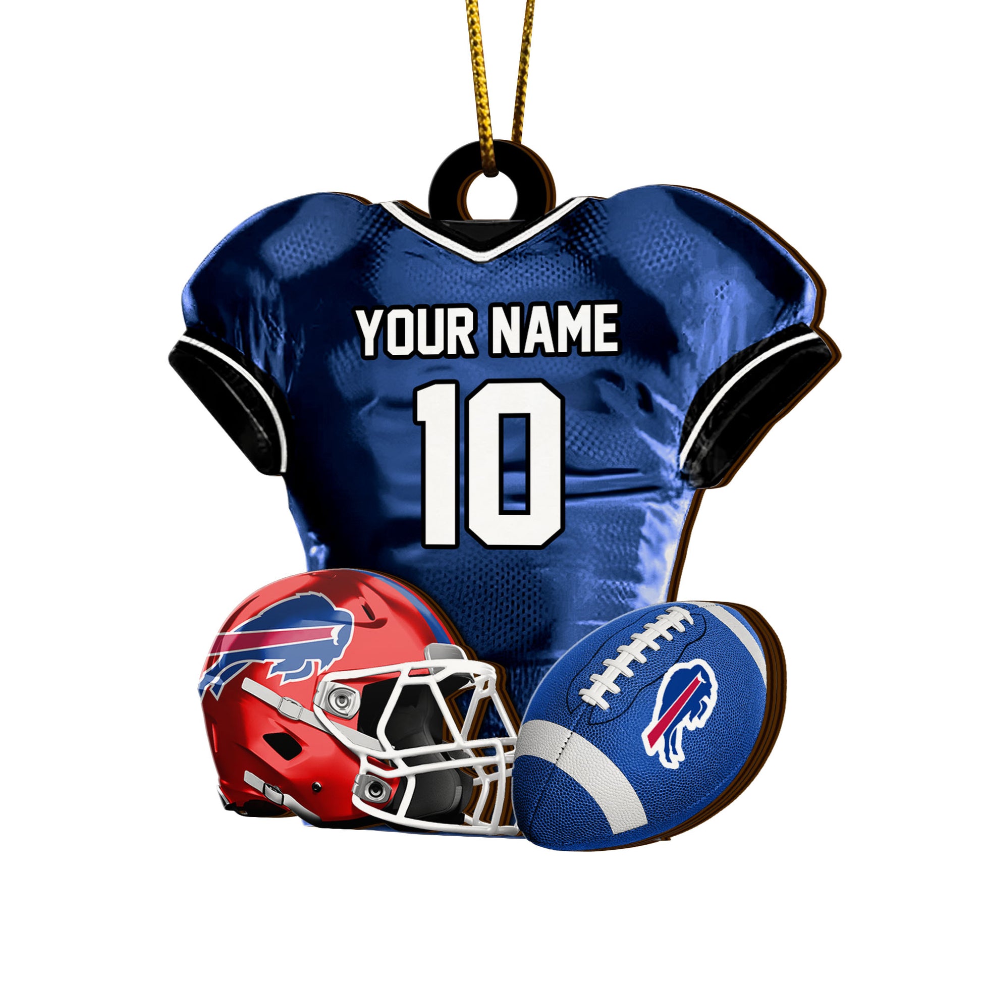 Buffalo Bills 2 Layered Piece Wooden Ornament Custom Name And Number, Sport Team Ornament, Sport Gifts ETRG-52175