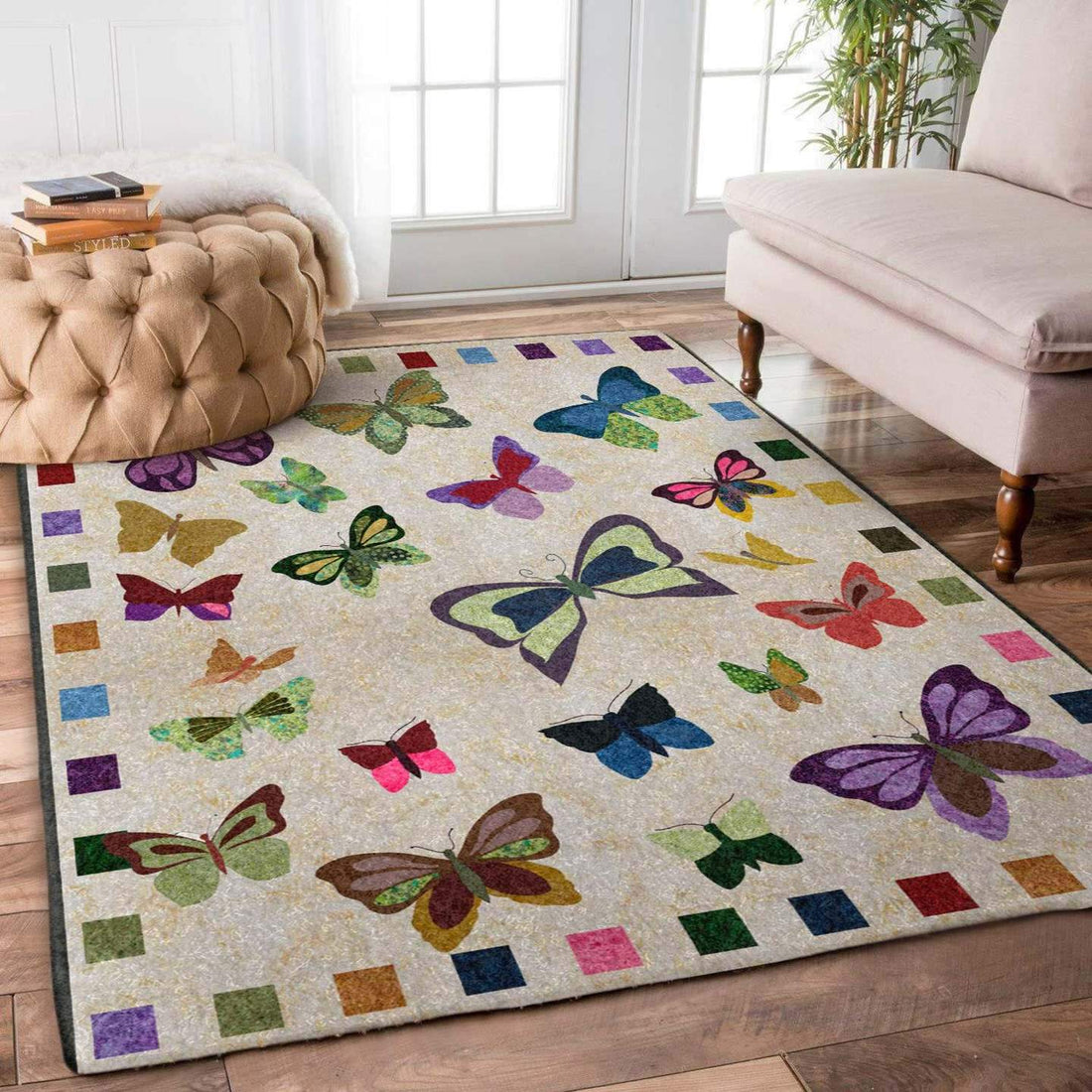 3D Printing Butterfly Limited Edition living room rug Rectangular rug kitchen rug