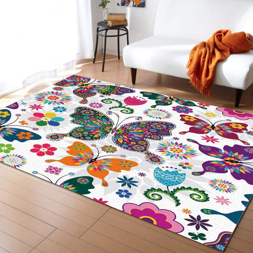 3D Printing Butterfly Limited Edition children's room carpet Rectangular rug