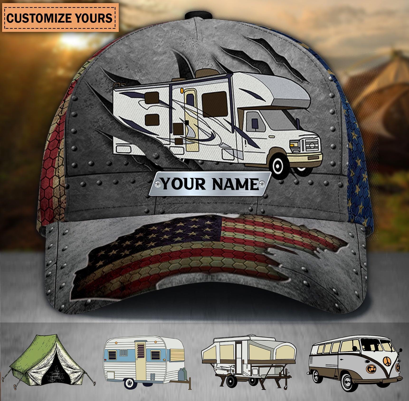 Camping Scratches Personalized Classic Cap, Personalized Gift for Camping Lovers - CP271PS07 - BMGifts