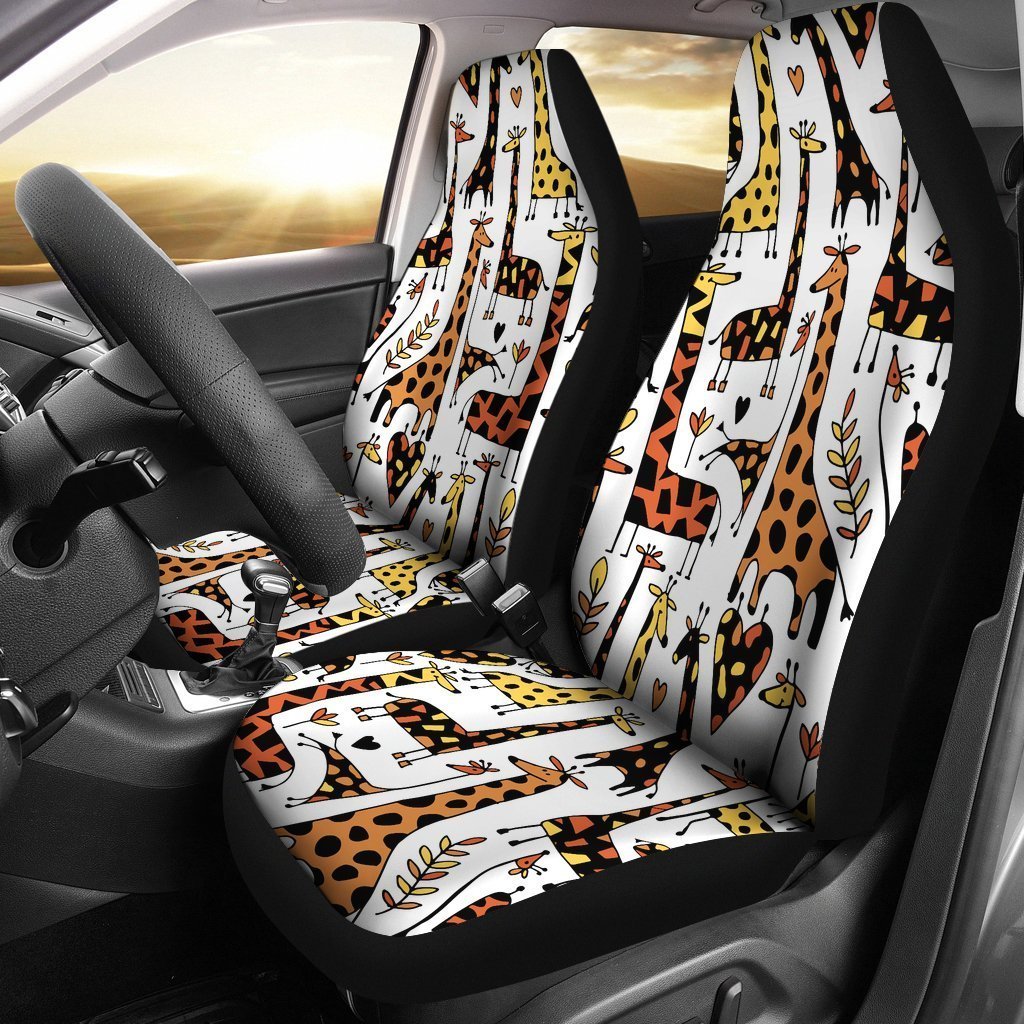 Cartoon Giraffe Pattern Print Universal Fit Car Seat Covers GearFrost