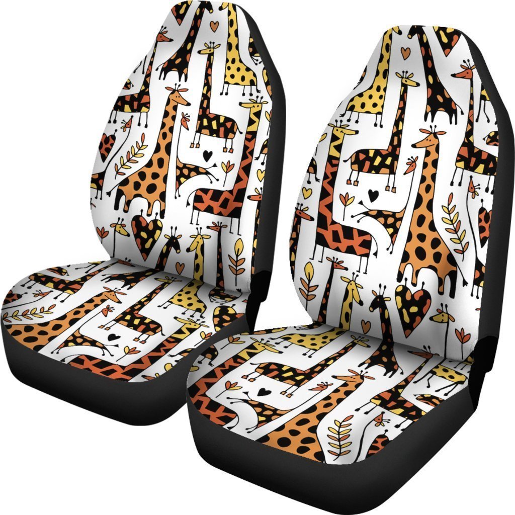 Cartoon Giraffe Pattern Print Universal Fit Car Seat Covers GearFrost