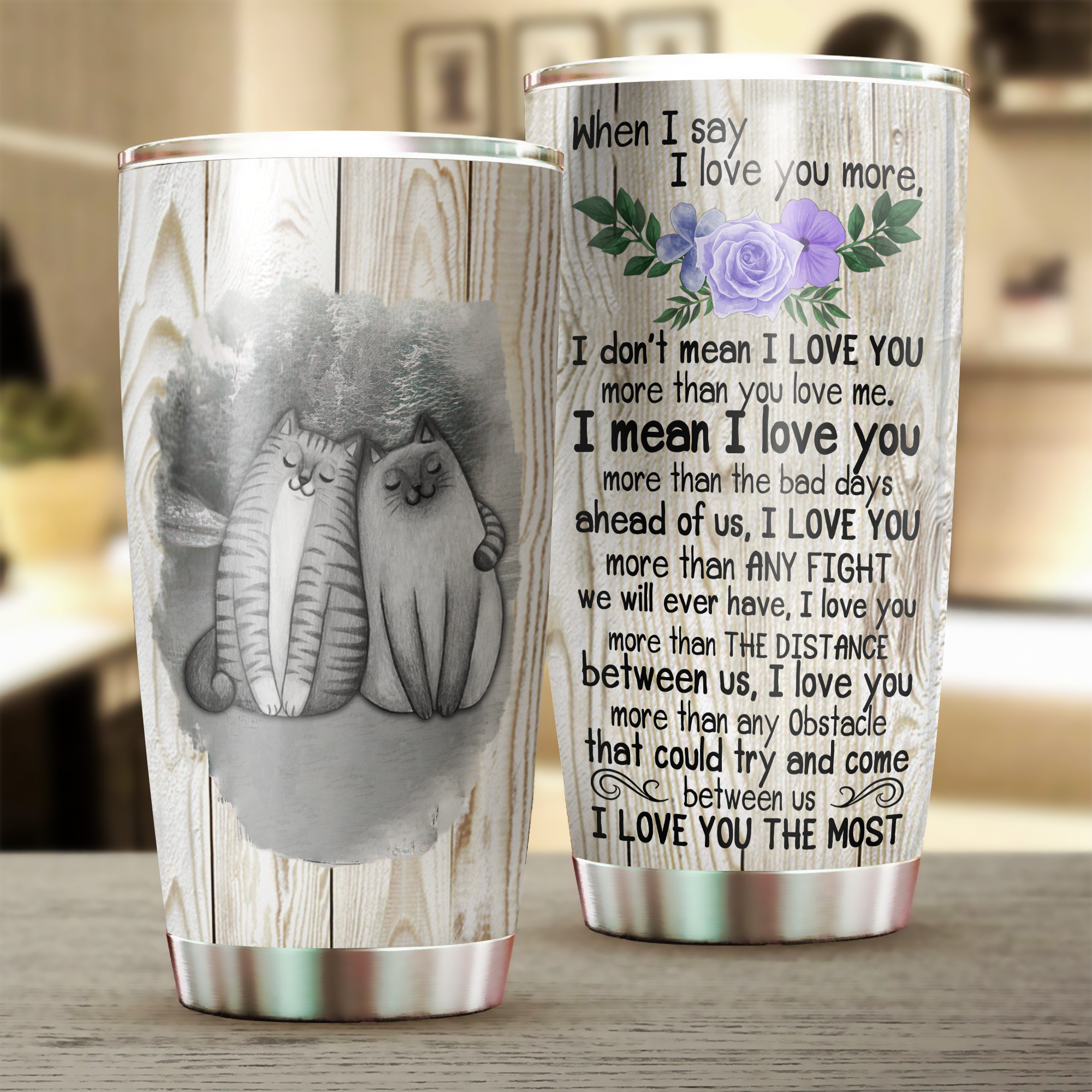 Cat Tumbler, Gift for Cat Lovers, Cat Mom, Gift for Couples, Husband, Wife, Parents, Lovers 20 OZ