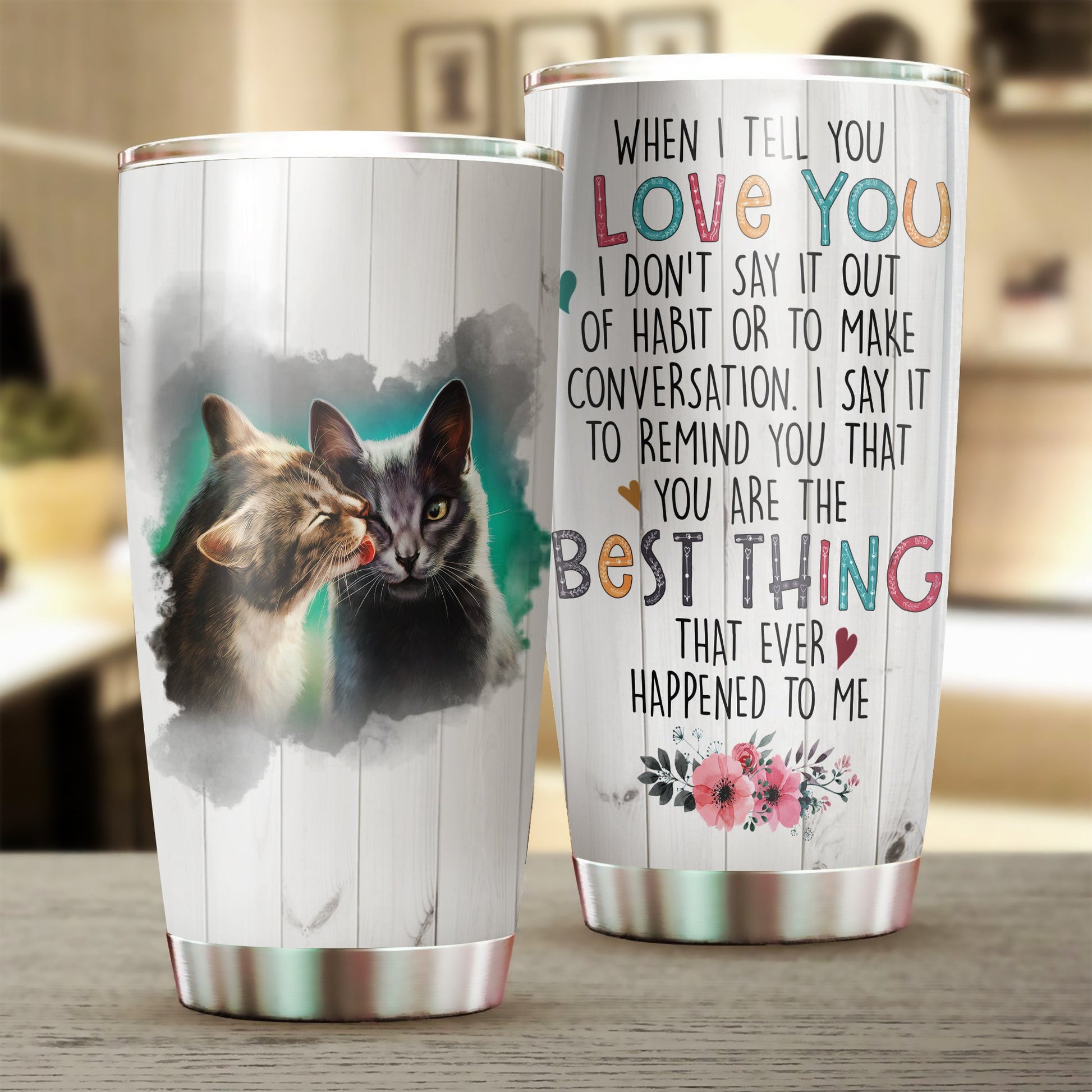 Cat Tumbler, Gift for Cat Lovers, Cat Mom, Gift for Couples, Husband, Wife, Parents, Lovers 20 oz