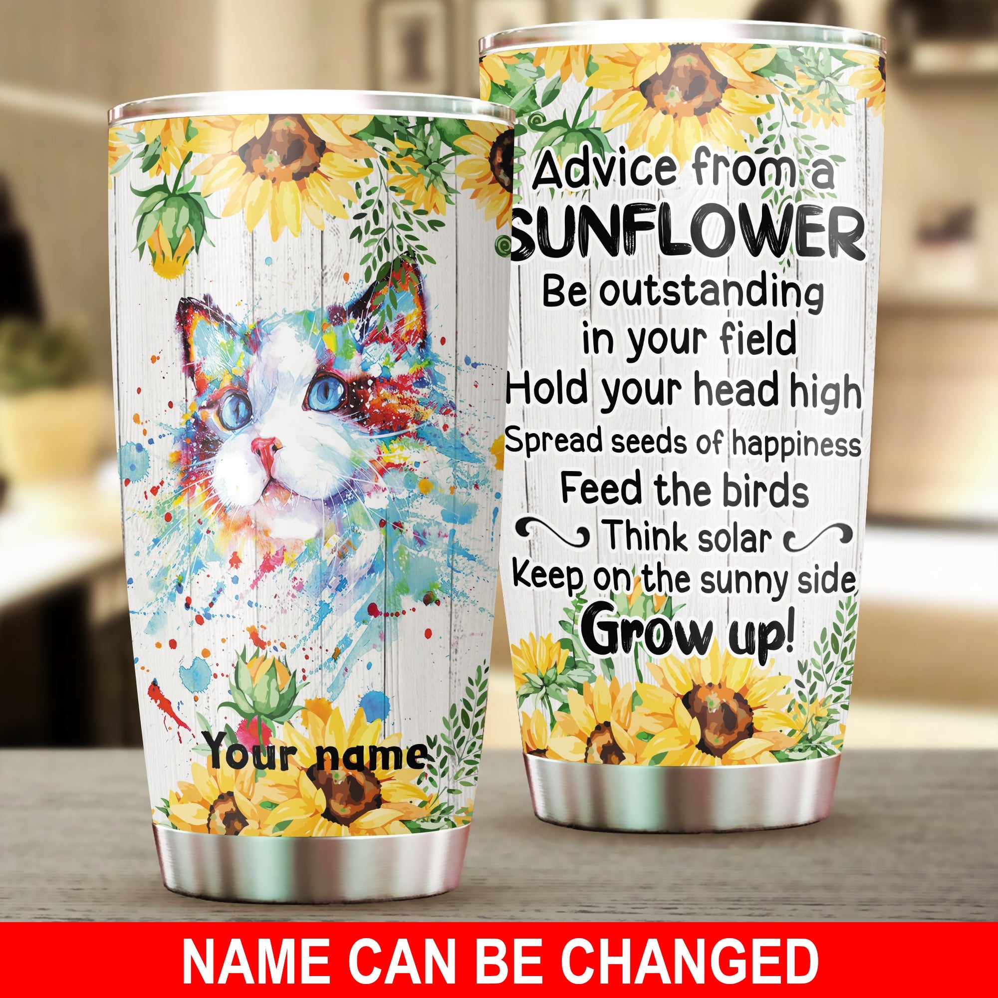 Personalized Cat Tumbler, Personalized Gift for Cat Lovers, Cat Mom, Cat Dad
