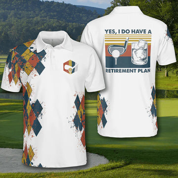 Golf Retro Yes I Do I Have A Retirement Plan Polo Shirt For Men