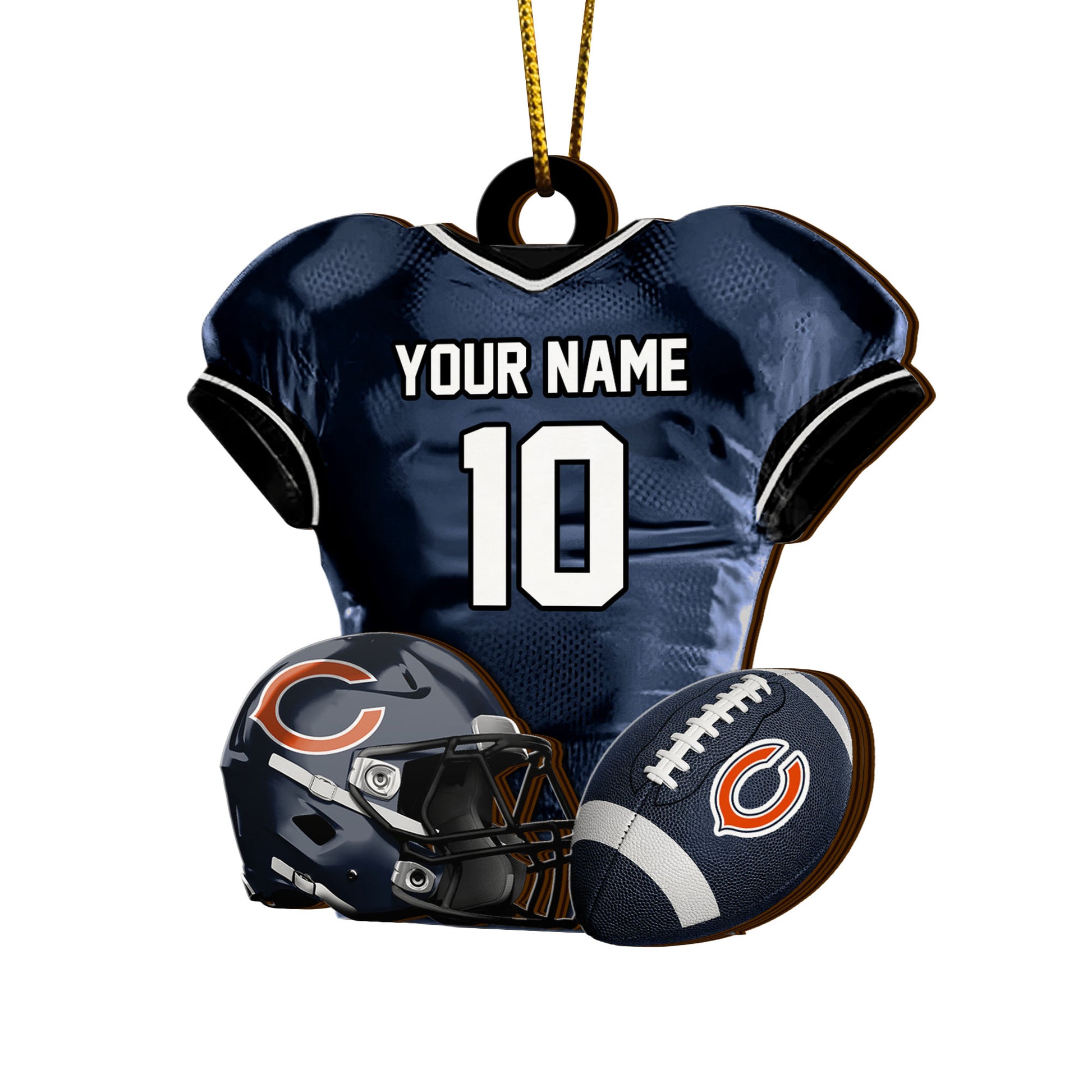 Chicago Bears 2 Layered Piece Wooden Ornament Custom Name And Number, Sport Team Ornament, Sport Gifts ETRG-52175