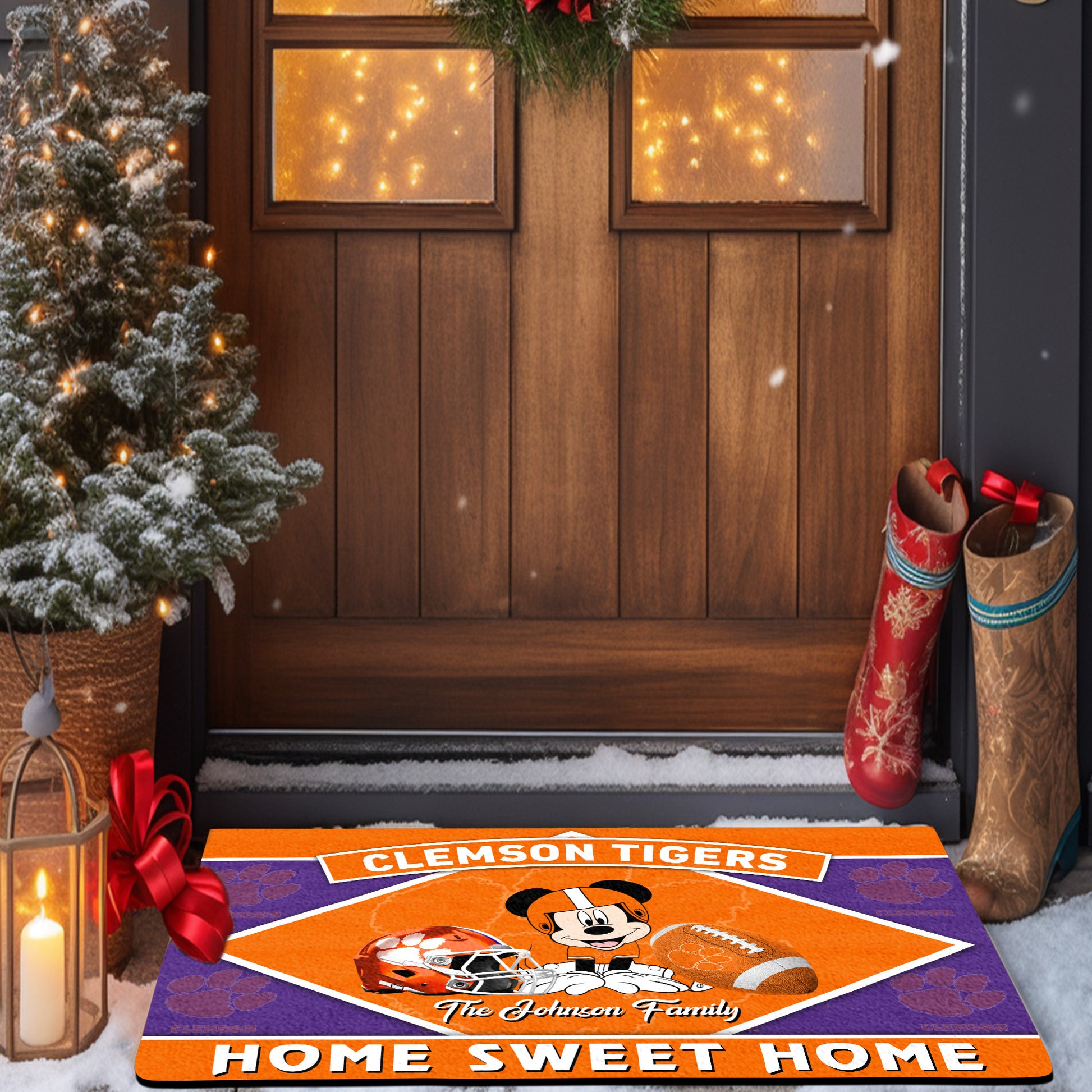 Clemson Tigers Doormat Custom Your Family Name, Sport Team And MK Doormat, FootBall Fan Gifts EHIVM-52722